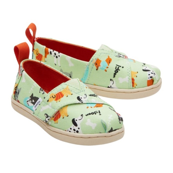 TOMS Unisex-Child Alpargata Loafer pistachio green cozy dog Flat size 11 - Picture 1 of 8